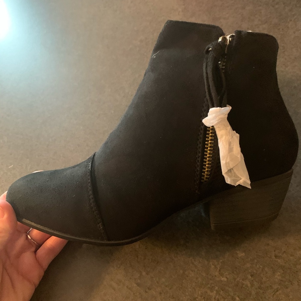 Black faux suede booties